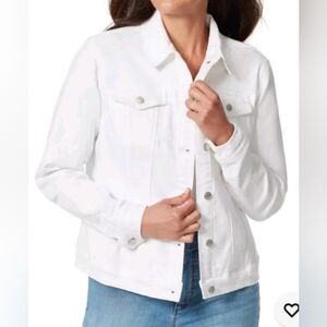 Gloria Vanderbilt Women's Jacket Sz L White Denim Jacket With Pockets